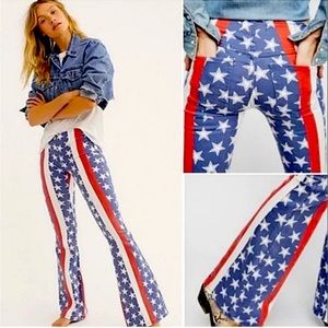 Free People star spangled American flag flare jeans